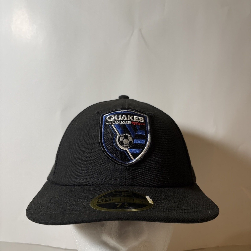 New Era 59FIFTY San Jose Quakes Black MLS Low Profile Fitted Hat‎ NEW 7 3/4